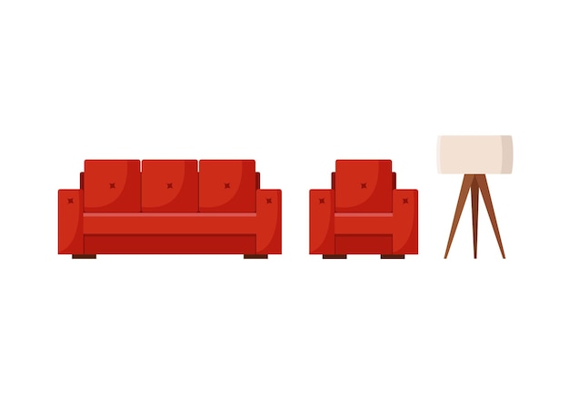 Un conjunto de muebles modernos en varios estilos y opciones sofás modernos brillantes Ilustración vectorial