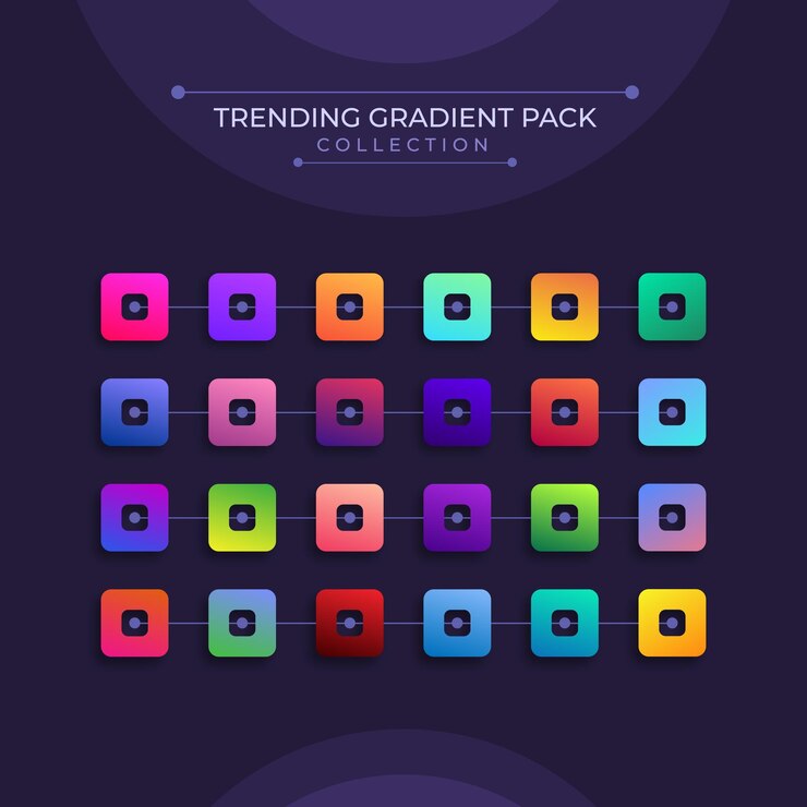 Conjunto de muestras de colores de degradados vibrantes y coloridos