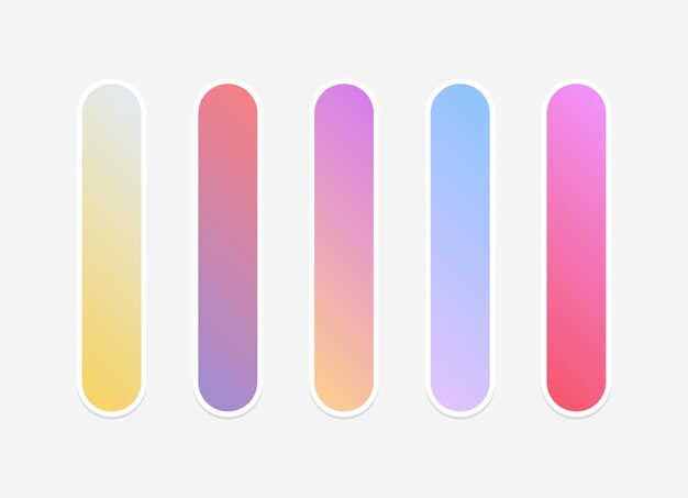 Conjunto de muestras de gradientes de colores vibrantes de vector