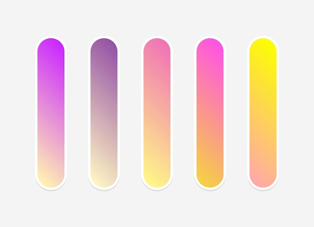 Conjunto de muestras de gradientes de colores vibrantes de vector