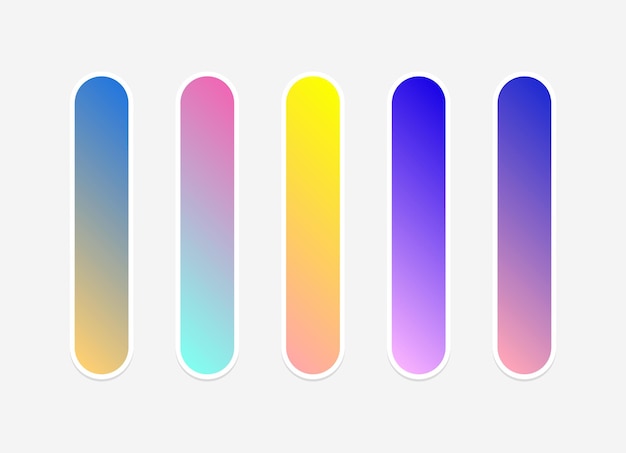 Conjunto de muestras de gradientes de colores vibrantes de vector