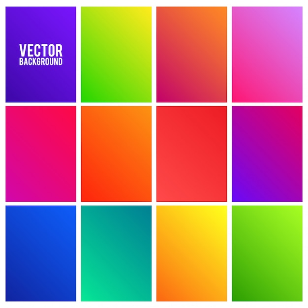 Vector conjunto de muestras de gradientes de colores vibrantes