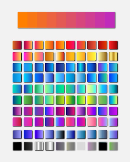 Vector conjunto de muestras o colores de degradados vibrantes