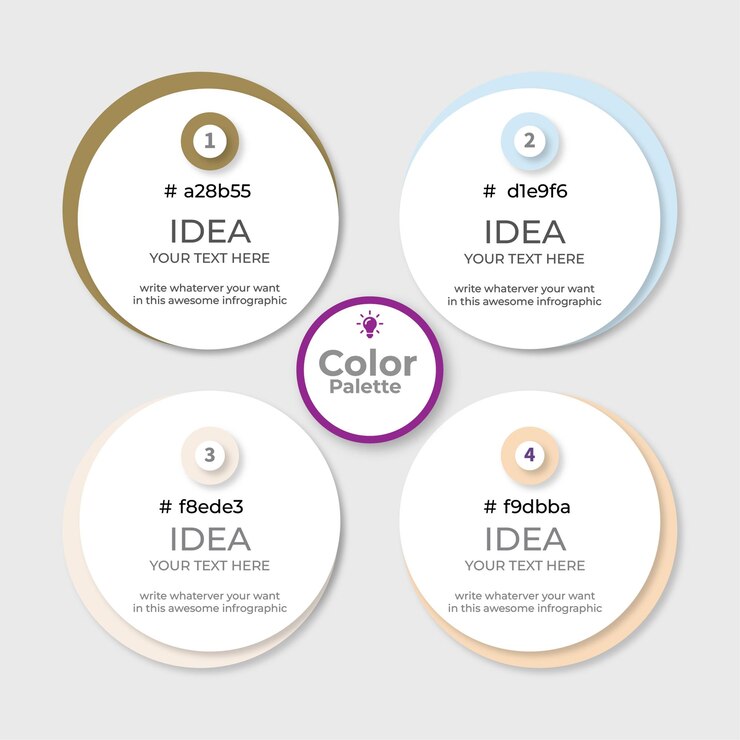 conjunto de muestras de paleta de colores vectoriales Combinación de diferentes colores en RGB HEX para diseño ui ux