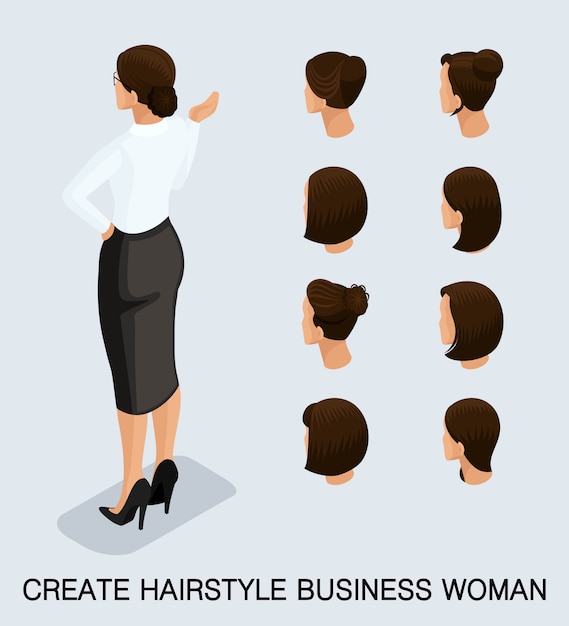 Conjunto de mujer de negocios con diferentes cabezas