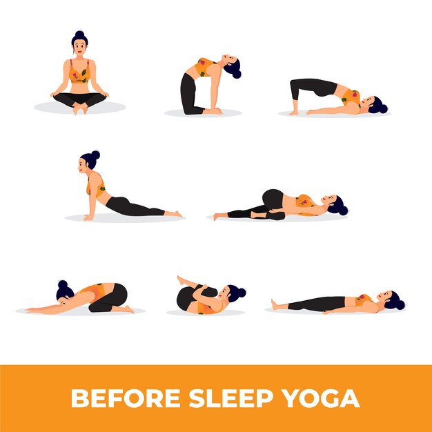 Conjunto de mujer en posturas de yoga.