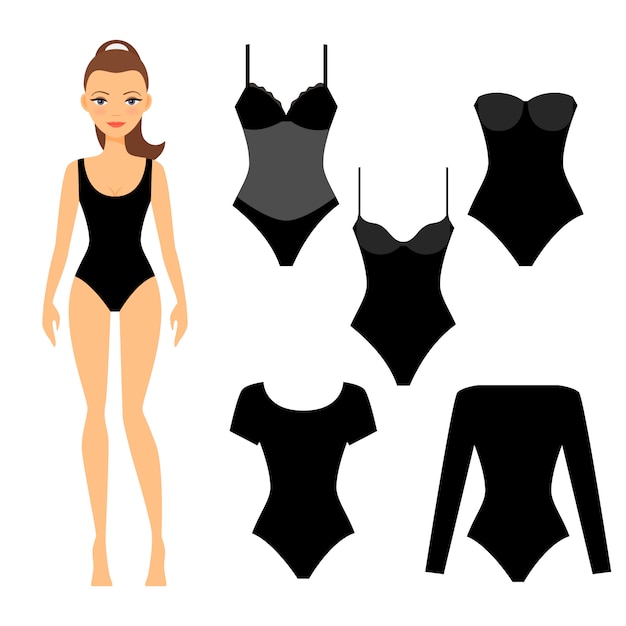 Vector conjunto de mujer con ropa interior negra