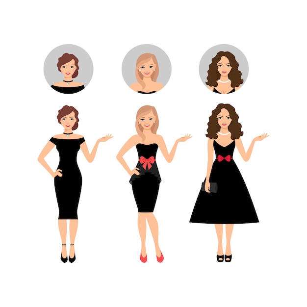 Vector conjunto de mujeres de belleza