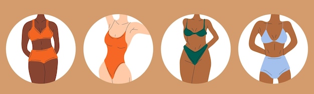 Conjunto de Mujeres en bikini Ropa interior de playa Ama y acepta cualquier tipo de cuerpo Cuerpo sano Cuerpo positivo