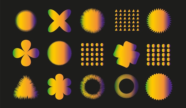 Conjunto multicolor de formas y formas minimalistas para carteles de diseño web cubiertas de ropa elementos de geometría universal