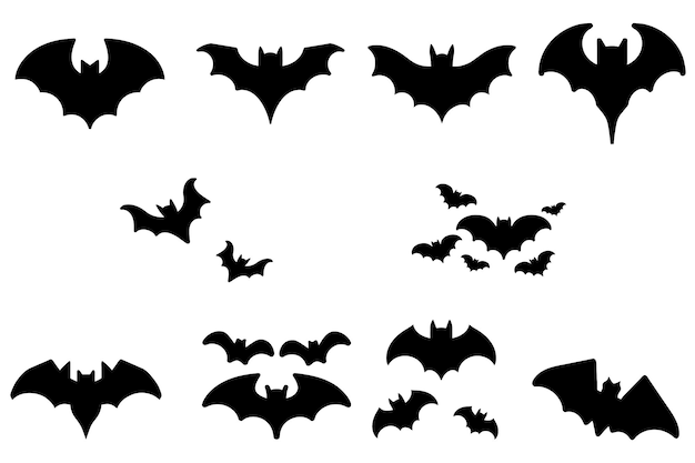 Vector conjunto de murciélagos voladores de hallowe'en colección de morcegos voladores aislados