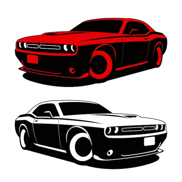 conjunto de músculo de coche vector negro y blanco
