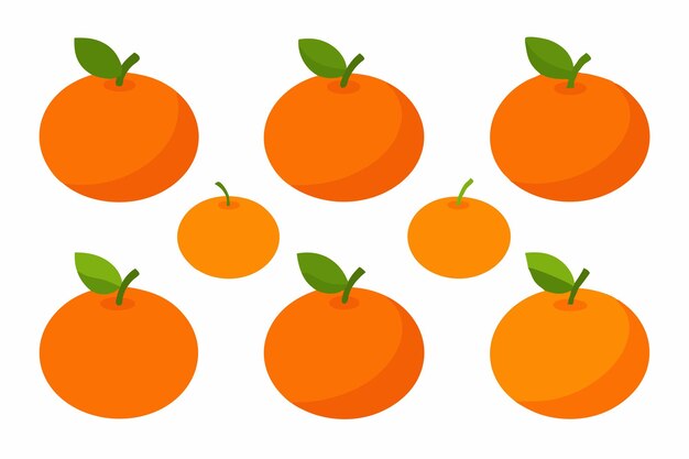 un conjunto de naranjas con hojas verdes y una hoja verde