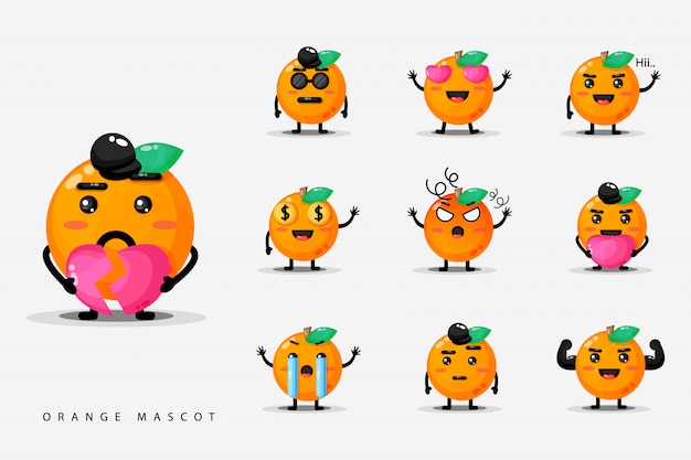 Vector conjunto de naranjas linda mascota