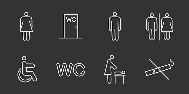 Vector un conjunto de navegación de baño wayfinding wc hembra macho para discapacitados y habitación de madre e hijo vector