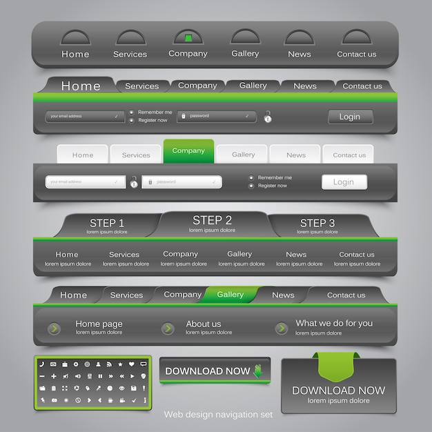 Vector conjunto de navegación web.