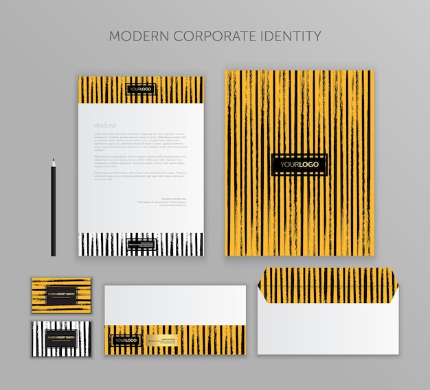 Conjunto de negocios de identidad corporativa Diseño de plantilla de papelería moderna Documentación para negocios