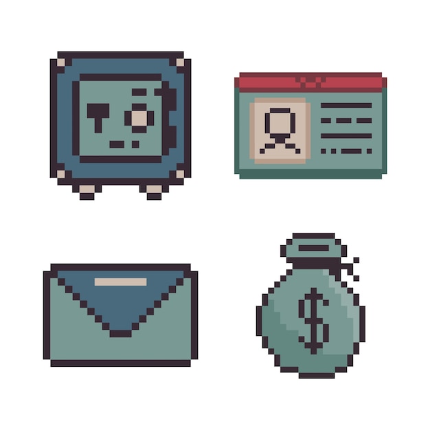 conjunto de negocios de pixel art