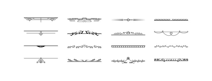 Vector conjunto negro colección de líneas simples doodle elementos de borde diseño vectorial estilo esbozo aislado