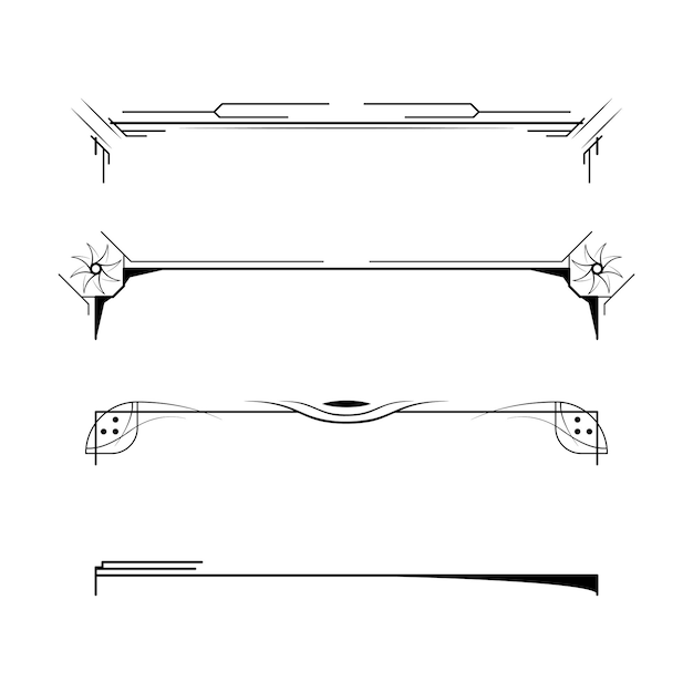Conjunto Negro Colección de líneas simples Doodle Elementos de borde Diseño vectorial Estilo Esbozo aislado