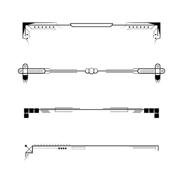 Vector conjunto negro colección de líneas simples doodle elementos de borde diseño vectorial estilo esbozo aislado