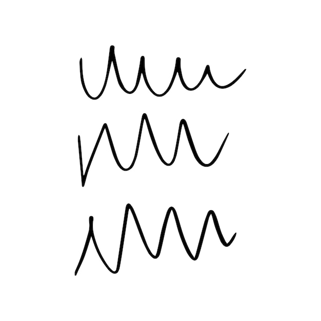 conjunto negro de curl vector dibujado a mano