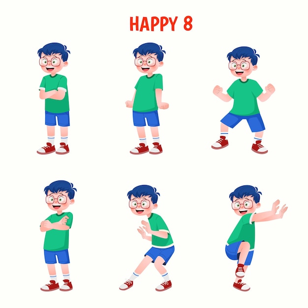 conjunto, de, niño, niños, actuación, alegre