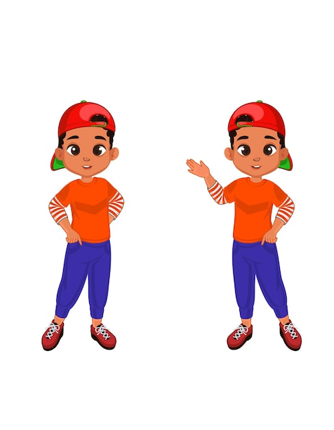 Conjunto de niños africanos con gorra.