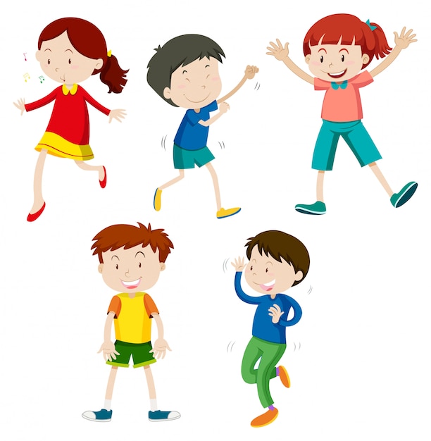 Vector un conjunto de niños bailando