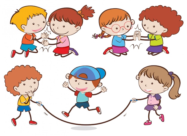 Vector conjunto de niños jugando