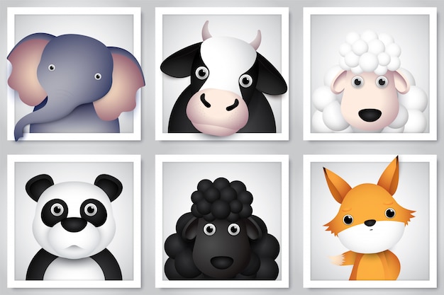 Vector conjunto de niños lindos animales.