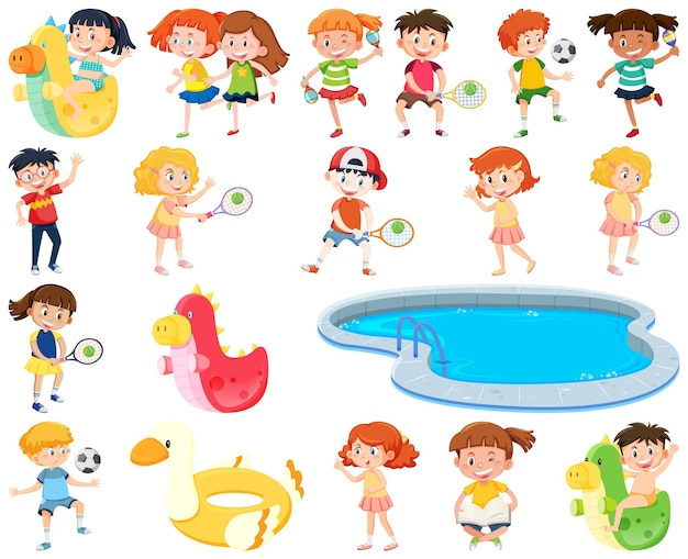 Conjunto de niños realizando diferentes actividades.
