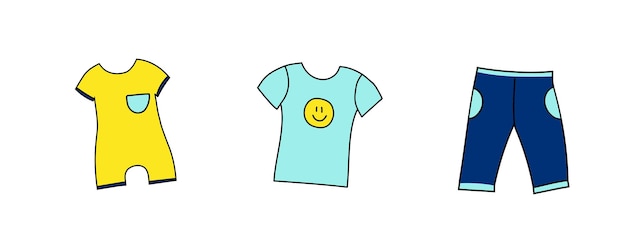 conjunto, de, niños, ropa, aislado, en, un, fondo blanco