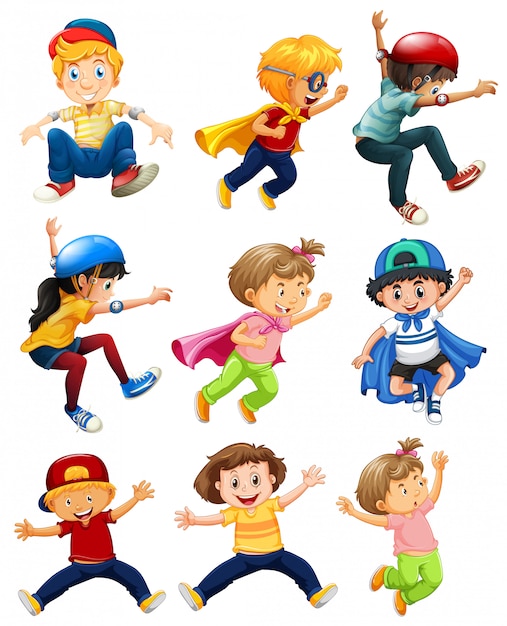 Vector un conjunto de niños urbanos