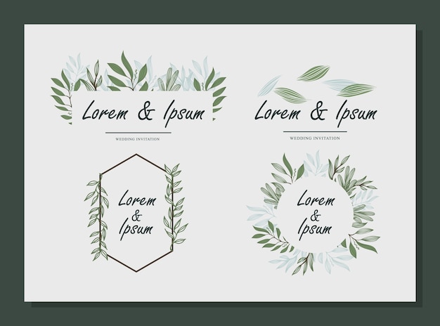 Conjunto de nombre de boda icónico de la naturaleza