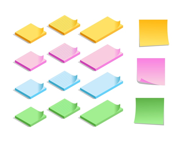 Conjunto de notas 3d. vector. De vuelta a la escuela.