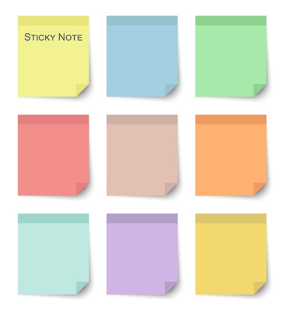 Conjunto de notas adhesivas con color plano y pastel