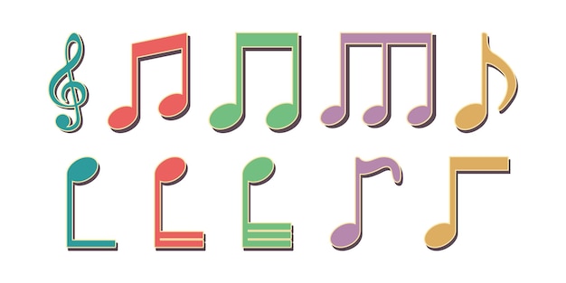 Conjunto De Notas Musicales Retro Arte Vectorial Gratis