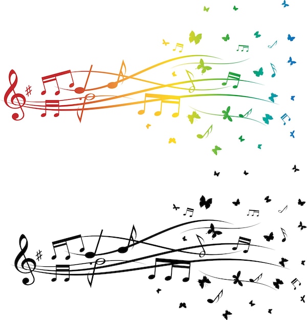 Vector conjunto de notas musicales