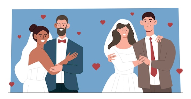 Vector conjunto de novios