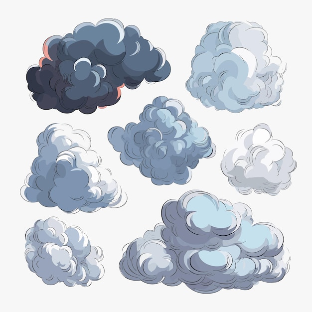 Vector conjunto, de, nube, humo