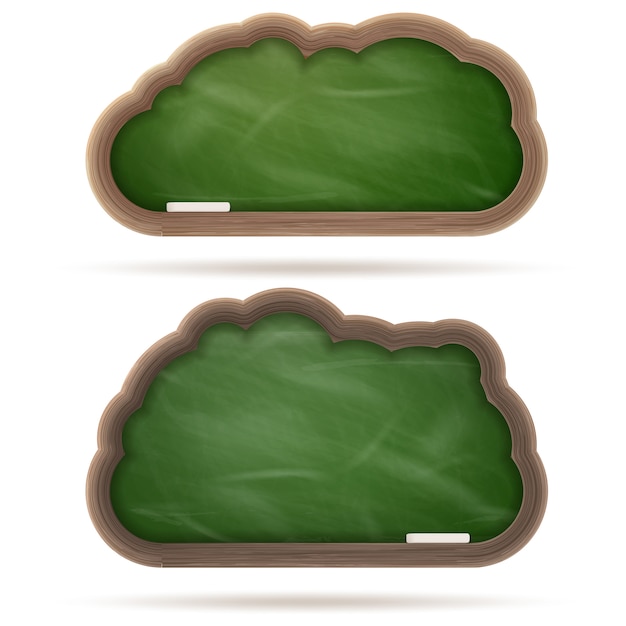 Vector conjunto de nube de pizarra verde en blanco.