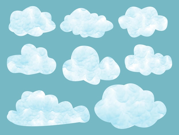 Conjunto de nubes acuarela