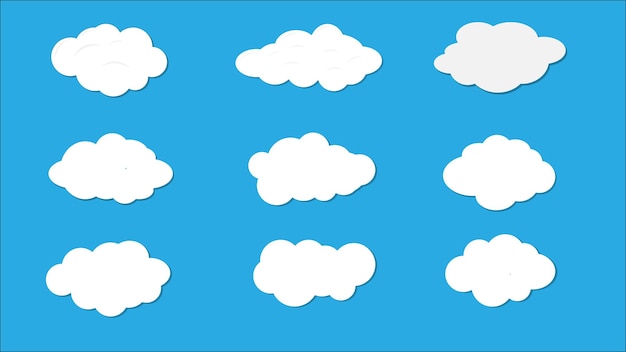Conjunto de nubes aislado sobre fondo azul.
