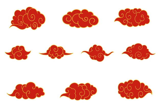Conjunto de nubes auspiciosas Xiangyun nubes tradicionales chinas japonesas coreanas.