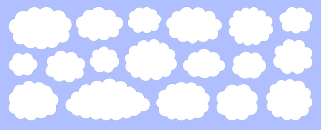 Vector conjunto de nubes blancas símbolos de nubes para la aplicación del logotipo del sitio web colección de iconos de burbujas para infografía