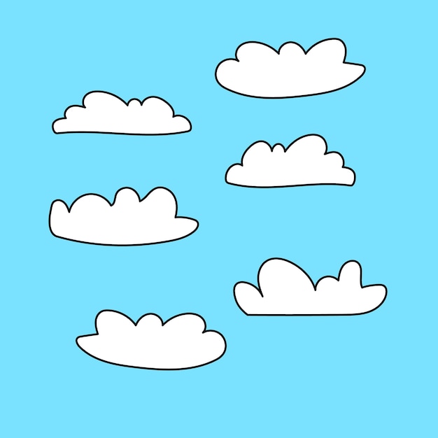 Vector un conjunto de nubes blancas sobre un fondo azul.