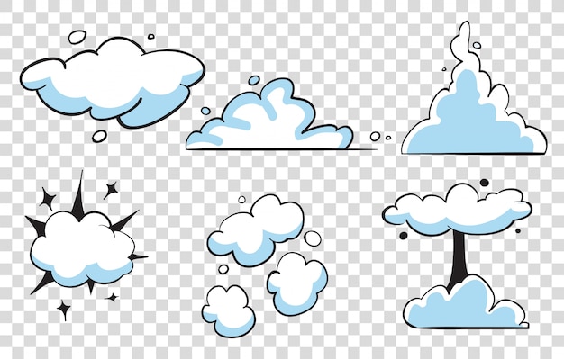 Conjunto de nubes cómicas