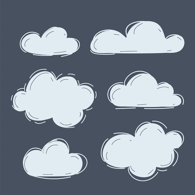 Vector conjunto de nubes dibujadas a mano