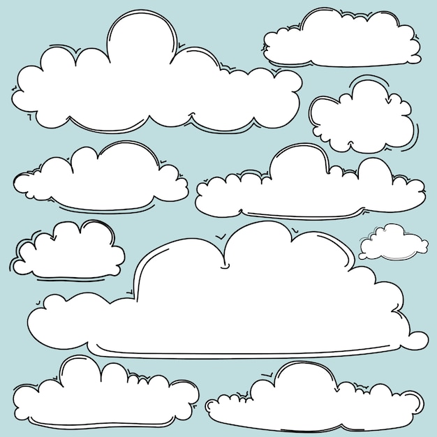 Vector conjunto de nubes dibujadas a mano